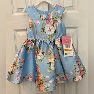 3T Blue Floral Party Dress Easter